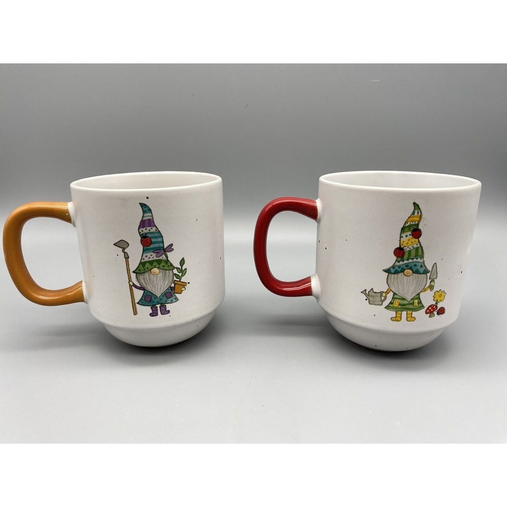 SEEDS‎ AND SUNSHINE Spring Magic Gnome Coffee Mugs Set Of 2 Stackable
